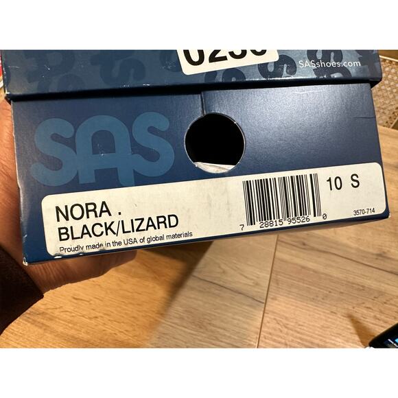 SAS Nora Slip On Loafer Black/Lizard Size 10 Slim NIB Leather Comfort Modern - Picture 10 of 12